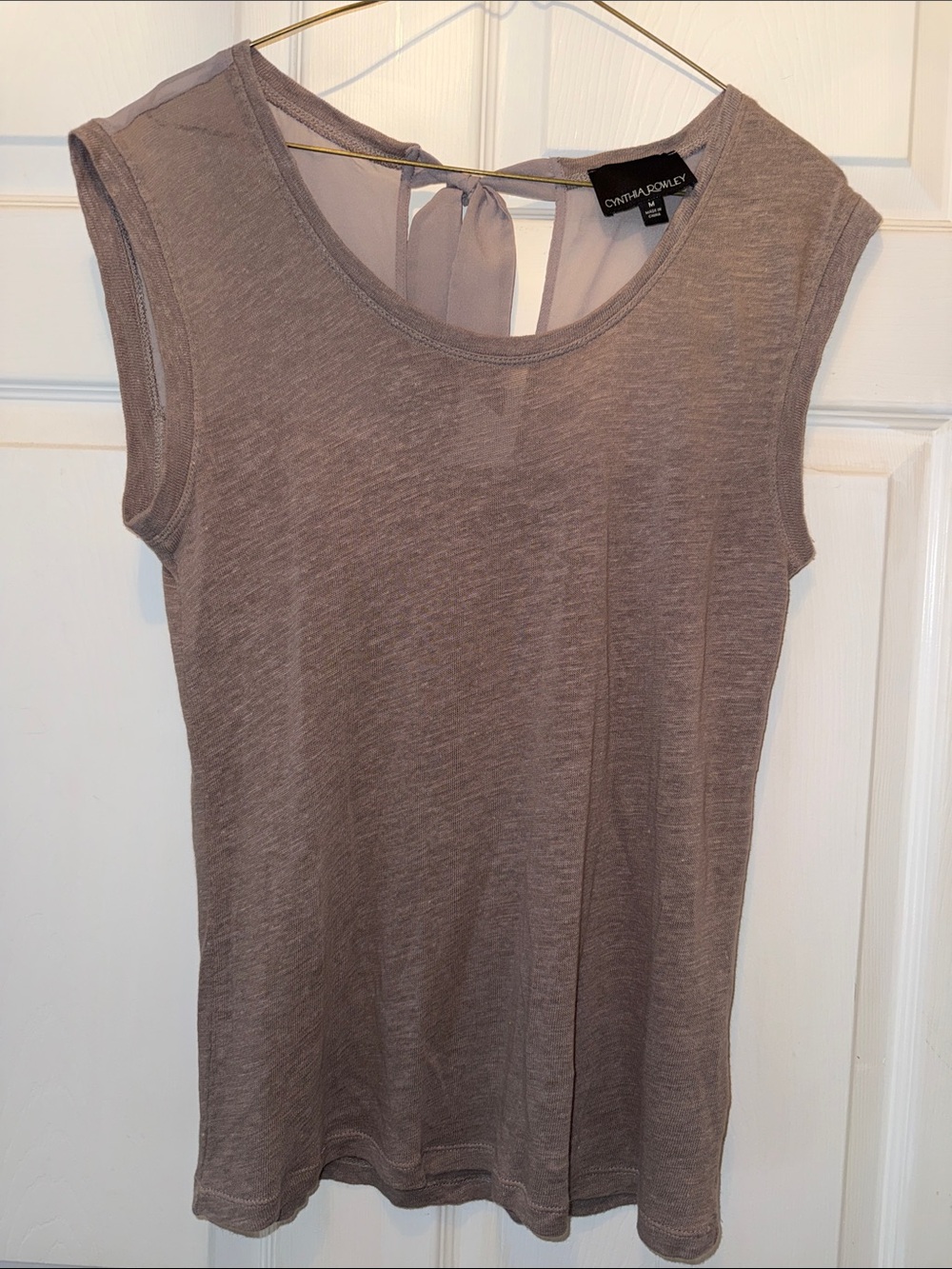 Cynthia Rowley Sleeveless Scoop-Neck Tank in dark tan - size Medium
